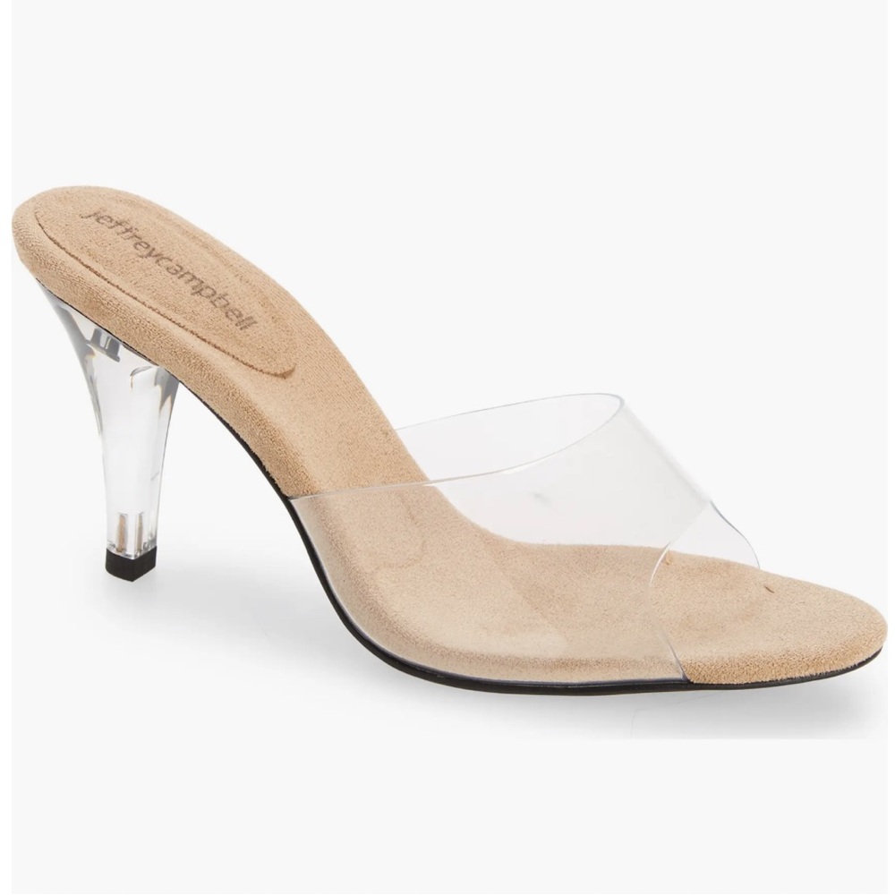 Jeffrey Campbell Clear Vinyl Mule Sandals with Nude Insole